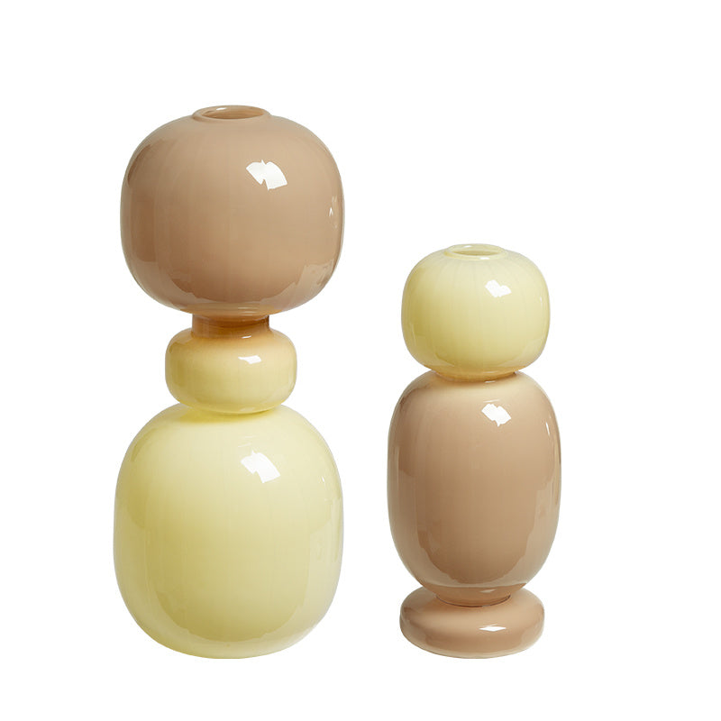 Stacked Glass Vase in Warm Neutral Tones (set of 2) - Signorini