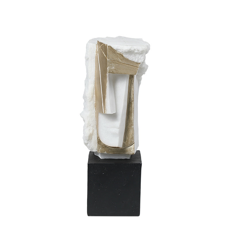 Abstract Stone Look Sculpture with Gold Accents - Signorini