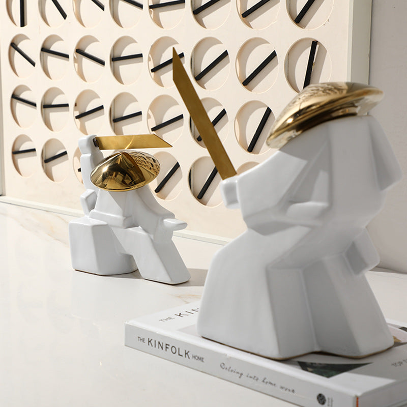 Abstract Human Resin Sculpture with Gold Accents - Signorini