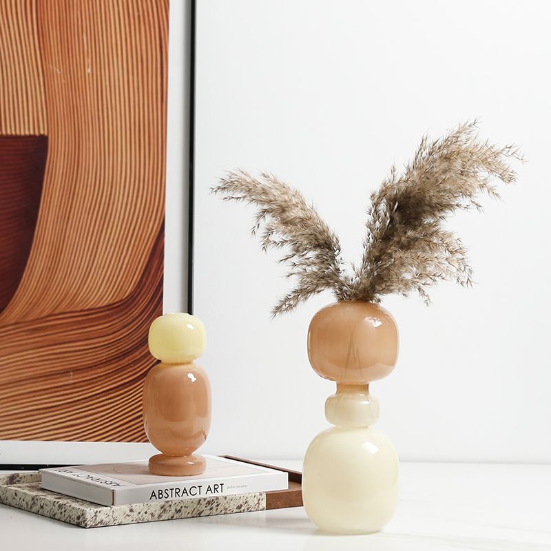 Stacked Glass Vase in Warm Neutral Tones (set of 2) - Signorini