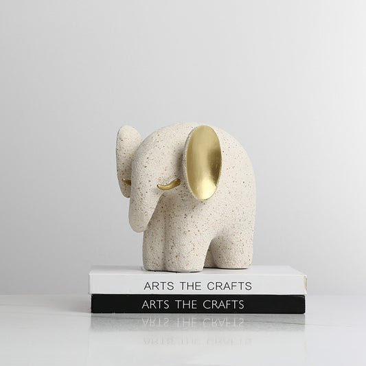 Textured Elephant Decorative Sculpture with Gold Accents - Signorini
