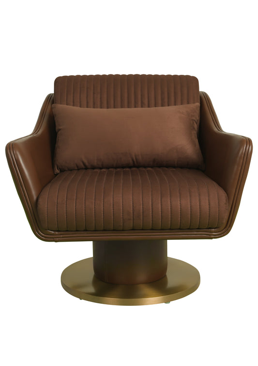 Luxury Leather Swivel Lounge Chair with Steel Base - Signorini