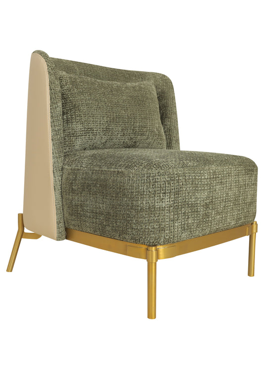 Luxury Accent Lounge Chair with Textured Upholstery & Gold Frame - Signorini